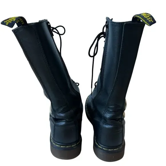 Dr. Martens Celeste Combat Boots Black Leather Angel Wings Women's Size 8 - Picture 8 of 11